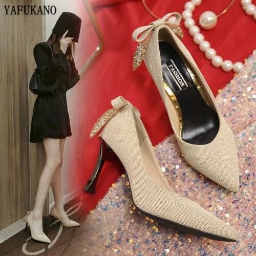 Womens High Heels Elegant Bride Dress Banquet Wedding Shoes Fashion Pointed Toe Sequin Temperament Single Shoes Stiletto Pumps