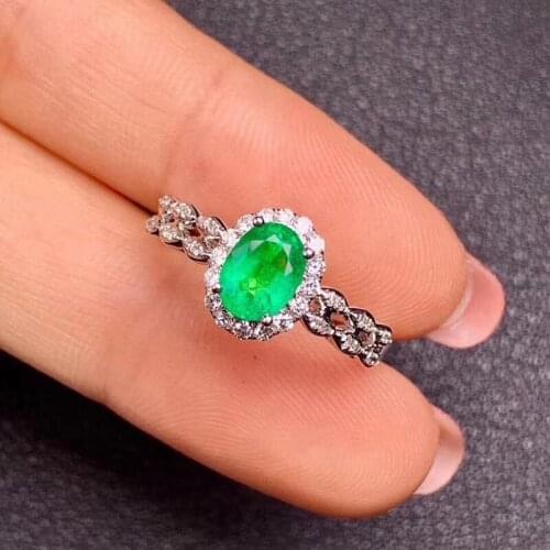 Natural Columbia Emerald Ring for Women Party 5x7mm Real Green Emerald gemstones Hot Sale Fine Jewelry 925 Sterling Silver