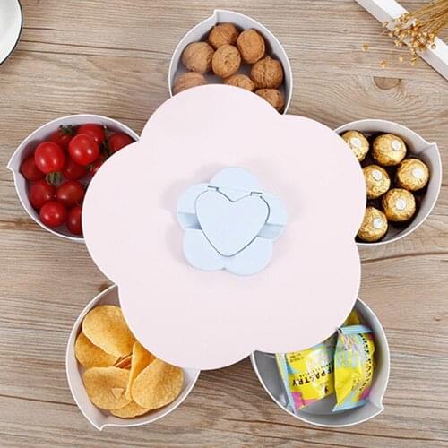 1PC Rotating Flower Design Snack Boxes Candy Sugar Jewelry Food Storage Organizer