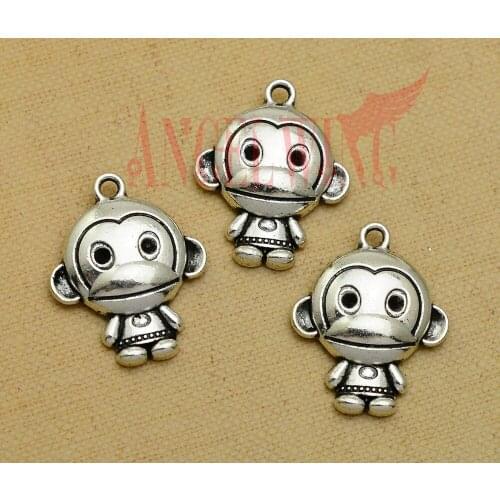 10pcs/lot--24x19mm,Monkey chams, Antique silver plated Monkey charms,DIY supplies, Jewelry accessories