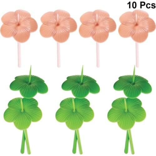 10pcs Creative Flower Shape Food Picks Decorative Fruit Forks Plastic Tableware Party Supplies Kitchen Supplies (Random Color)