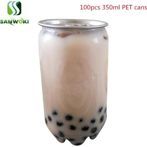 200pcs 350ml PET can bottle for cans sealing machine PET Transparent Cans bubble milk tea cups juice bottles for milk tea shop