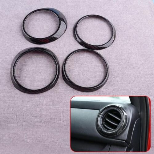 4pcs/set Dashboard Central Control Air Outlet Ring Fit For Toyota Tacoma 2016-2020 Carbon Fiber Style Black Left Hand Drive