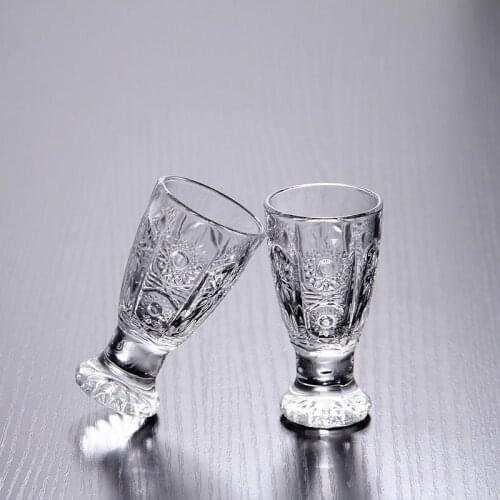 40ml Creative Engraved Glasses Lead-free Wine Glass Mini Glass Cups For Tequila Home Bar Party Drinkware Glass Cup Set of 6