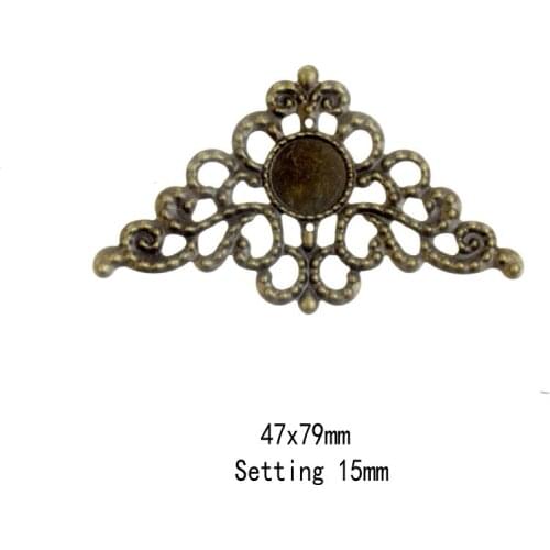 Free shipping 5Pcs Antique Bronze Filigree Cabochon Setting Embellishments Connectors Decoration DIY 7.9x4.6cm F0426