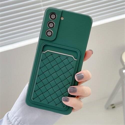 Weave Card Slot Shockproof Soft Silicone Phone Case For Samsung S21 Plus M31S A52 A72 A32 A12 M51 Shockproof Bumper Back Cover