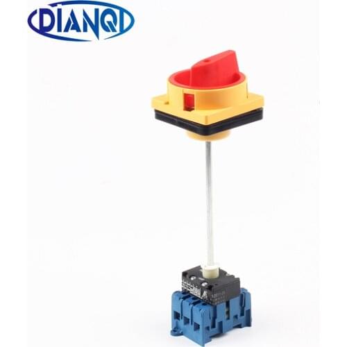 DIANQI AC 240V 440V ON/OFF 2 Position 35mm DIN Rail Rotary Cam Changeover Switch SZD11-25