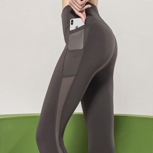 High Waist Stretchy Sports Leggings Running Women Gym Fitness Leggings Seamless Tummy Control Yoga Pants With Pocket