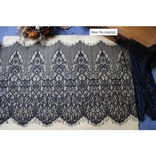 3M-6 M/ Lot Europe Eyelash Lace Fabric White Black Lace Trim 30CM Wide DIY Wedding Dress Clothing Sewing Accessories Wholesale
