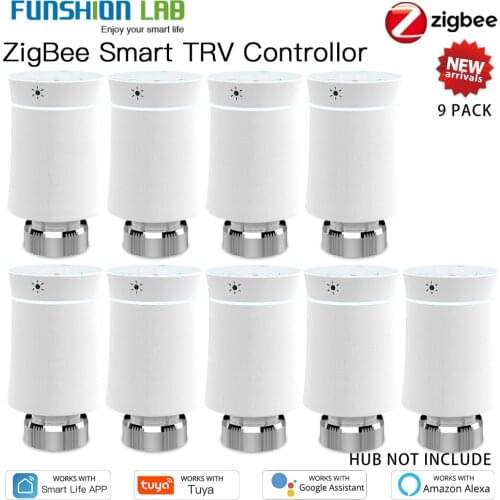 FUNSHIONLAB ZigBee3.0 TRV Tuya New Radiator Actuator Valve Smart Programmable Thermostat Temperature Heater Alexa Voice Control