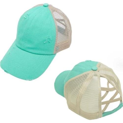 HanXi New Summer Hat for Unisex Women Ponytail Baseball Cap Hat Girls Outside Sport Hip Hop Snapback Washed Visor