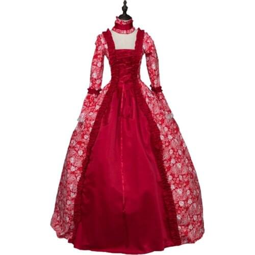 Top Sale Red Victorian Renaissance Fair Dress Ball Gown Queen Theatrical Costume Party Costumes