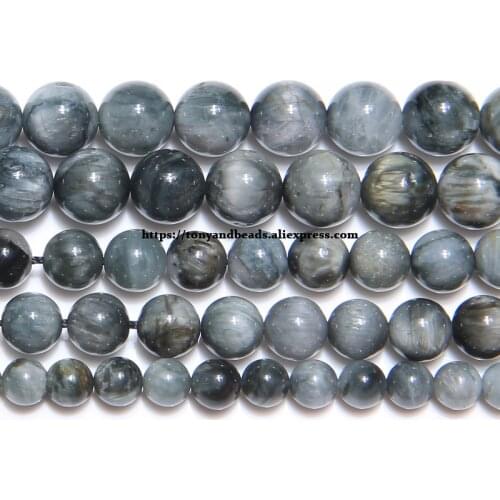 Natural Stone Hawks Eye Round Loose Beads 6 8 10 MM Pick Size for Jewelry Making