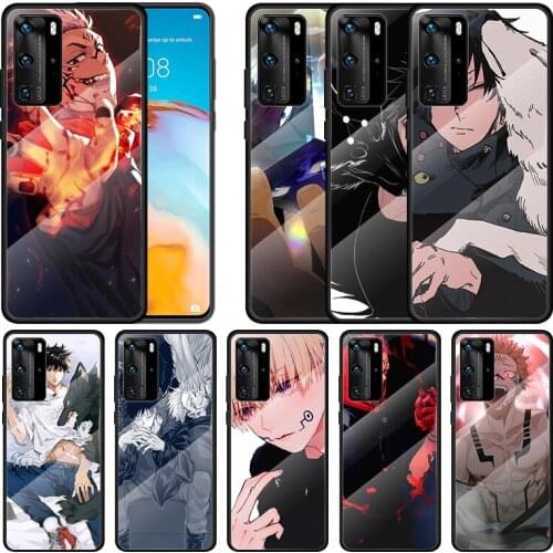 Hot Anime Jujutsu Kaisen For Huawei P40 P30 P20 P10 Pro Plus Lite 5G 2019 Tempered Glass Cover Shell Luxury Phone Case