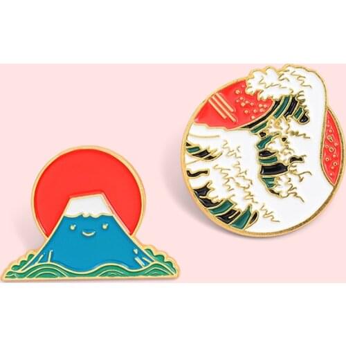 Snow Mountain Sunrise Metal Enamel Brooch Beautiful Nature Landscape Wave Badge Pin Fashion Lapel Backpack Jewelry Gift