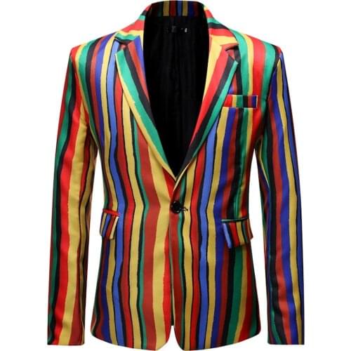 Mens Dress Striped Suit Notched Lapel Slim Fit Stylish Blazer Coat Jacket