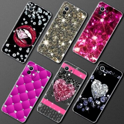 Transparent Soft Case for Xiaomi Mi Poco X3 NFC 10T Pro 5G 9T M3 11 Note 10 Lite Clear Smartphone Cover Luxury Fashion Diamonds