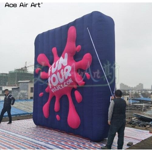 4x4m free logo inflatable advertising wall 3D Event backdrop attractive promotion sign balloon for Spain outside party