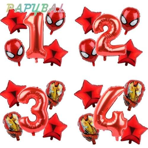 5pc Avengers Spiderman Party Balloons Number Party Inflatable Head Balloon Baby Shower Birthday Party Decoration Kids Toys Globo