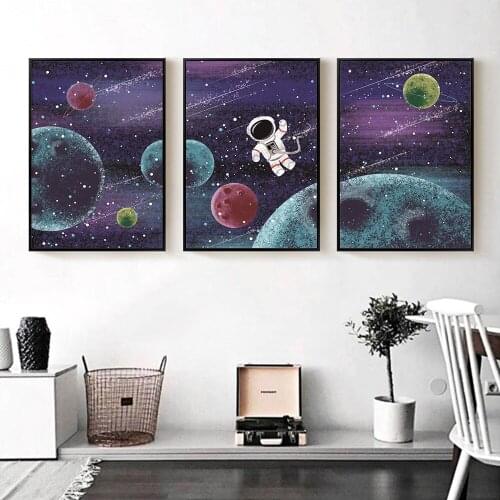 Big Dream Wall Art Nursery Decor Canvas Print Painting Star Night Sky Space Cartoon Theme Poster Baby Kid Child Room Decoration