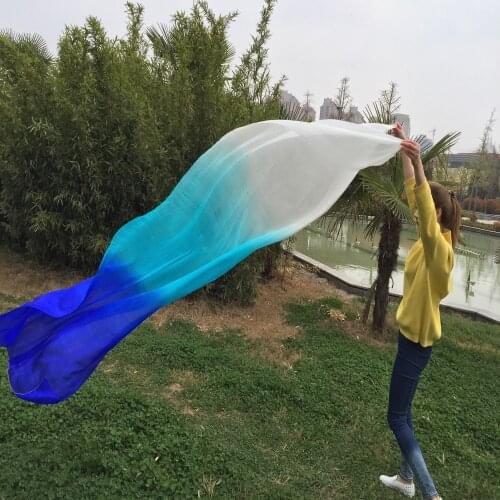 New Arrival 100% chinese real Silk Belly Dancing Veils sexy horizontal dancing silk Veil 2.5x1.14m White/Turquoise/Blue