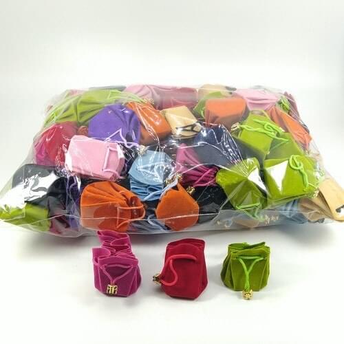 Ozer Box Mixed Color Drawstring Parachute Pouch 4x5 cm (100 Pcs Pack)