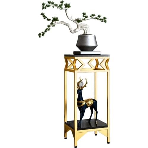 Cy Simple Marble Art Flower Basin Shelf Modern Craft Metal Flower Slightly Luxury Decoration Storage Rack