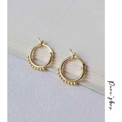 PerisBox Tiny Gold Bead Cluster Hoop Earrings for Women 925 Sterling Silver Earrings Hoops Stylish Minimalist Earrings 2019 New