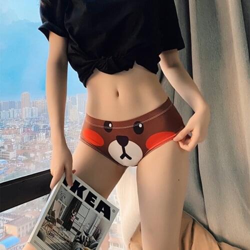 SP&CITY Bear Cartoon Cute Panties For Women Low Waist Sweet Girl Cotton Underwear Kawaii Ear Breathable Seamless Briefs Lingerie