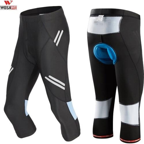 WOSAWE Spring Autumn Motorcycle Cycling Pants With 3D Gel Pad Tights Pants Elastic Calf-Length Breathable MTB Downhill Trousers
