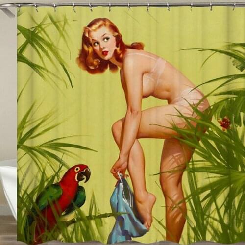 Waterproof Shower Curtain 3d Printed Sexy Woman Cartoon Girl Bath Curtains Bathroom Polyester Home With 12 Hooks Bath Curtain
