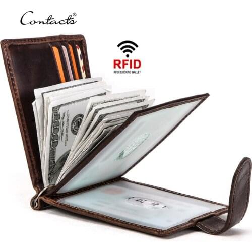RFID Anti-theft Leather Card Case Multi-function Buckle Small Wallet Coin Purse Card Holder