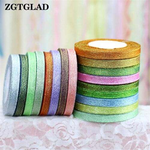 ZGTGLAD Top Quality 1 roll 10mm Glitter Ribbons Bling for Bows and Wreaths Decorated Home Party Cloth Decoration