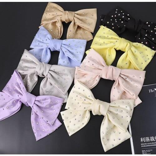 2021 New Sweet Beautiful Colorful Crystal Diamond Big Bow Barrette For Girl Hairpin Fashion Hairclip Headwear Hair Accessories