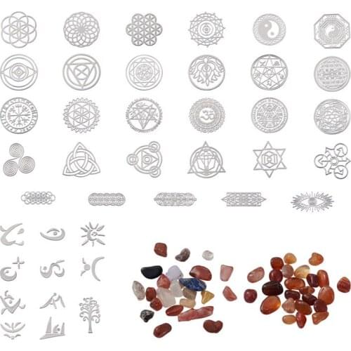1 Set Self Adhesive Brass Stickers Scrapbooking Stickers for Epoxy Resin Crafts with Natural Gemstone Beads Mixed Patterns