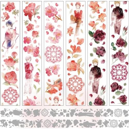 1Loop 5cmx136cm The Girl In The Red Flower Garden Courtyard Washi Tape Sample