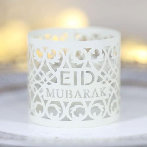 10/20/30PCS Eid Mubarak Decoration Napkin Ring Holder White Gold Hollow Style Napkin Buckle Ramadan Kareem Decor Table Supplies