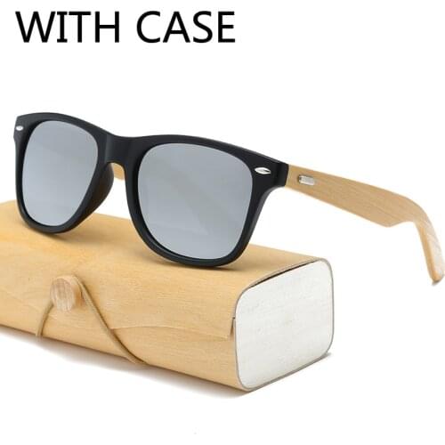 17 Color Wood Sunglasses Bamboo Sunglasses with Case Square Women for Women Men Mirror Sun Glasses Retro De Sol Masculino