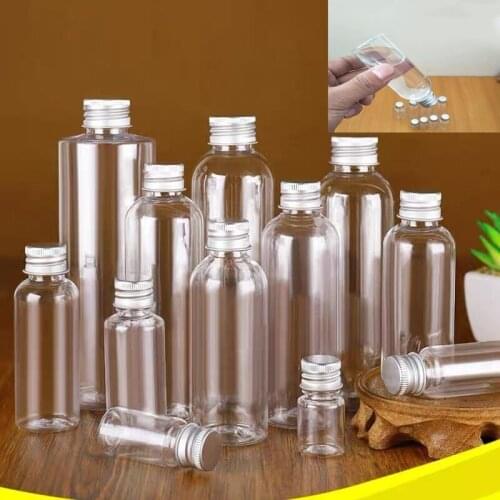 20pcs Plastic Transparent Refillable Bottles Cap Portable Small Transparent Plastic Empty Spray Bottle 100ml~5ml Refillable Vail