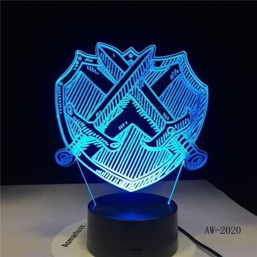 3D Led Visual Bedside Sleep Usb Creative 7 Color Changing Gaming Cross Sword Desk Lamp Light For Child Birthday Gifts AW-2820
