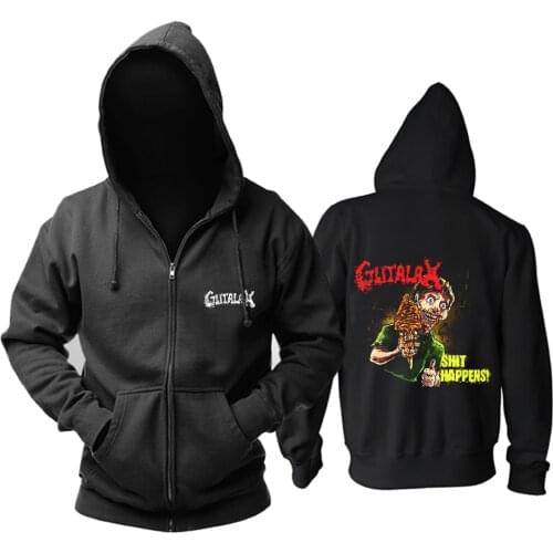 5 designs Zipper Sweatshirt Skull rocker Gutalax Rock black Nice Soft Warm hoodies punk heavy thrash metal sudadera fleece