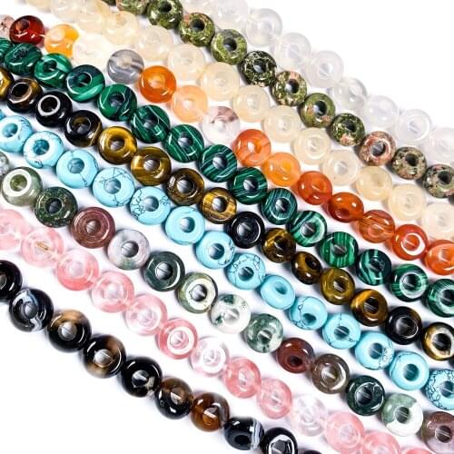 Natural Stone Agates Clear Quartz Beads Circle Shape Loose Beads for Jewelry Making DIY Bracelet Necklace Accessories 5x10x4mm