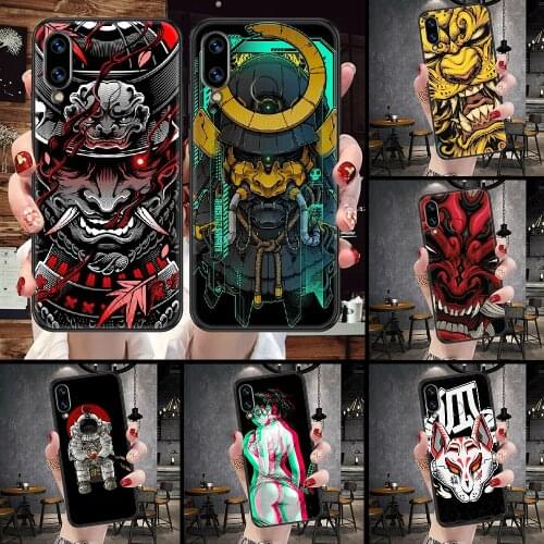 Japanese samurai oni mask Phone Case For Huawei Honor 6A 7A 7C 8A 8X 8 9 9X 10 10i 20 Lite Pro black luxury cell cover pretty