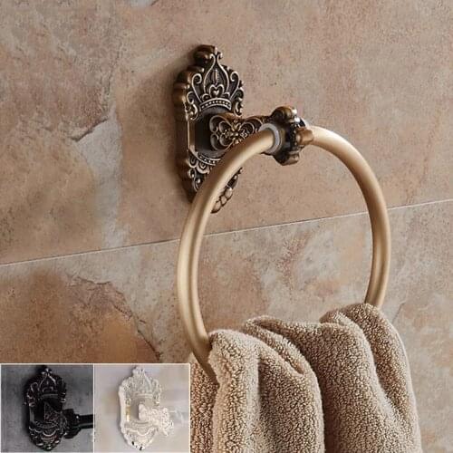 Decorative Towel Rings White Black Antique Wall Mount Bathroom Accessories Towel Ring Holder Bath Hardware