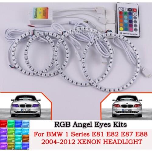 DRL Angel Eyes LED RGB CCFL SMD Headlight 4 Ring Set for BMW 1 Series E81 E82 E87 E88 2004-2012 XENON HEADLIGHT Car Accessories