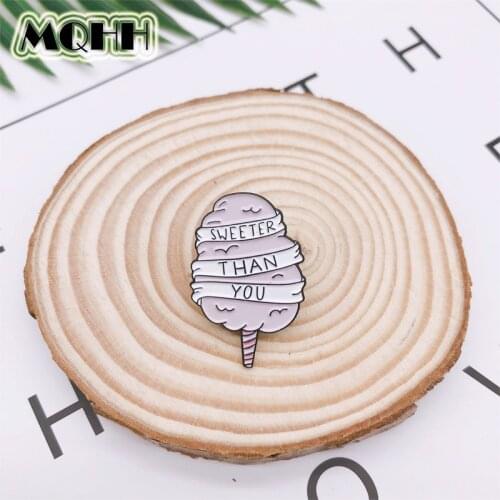 Cartoon Pink Marshmallow Enamel Brooch SWEETER THAN YOU Alloy Badge Denim Shirt Bag Pin Sweet Fashion Jewelry Gift For Friends