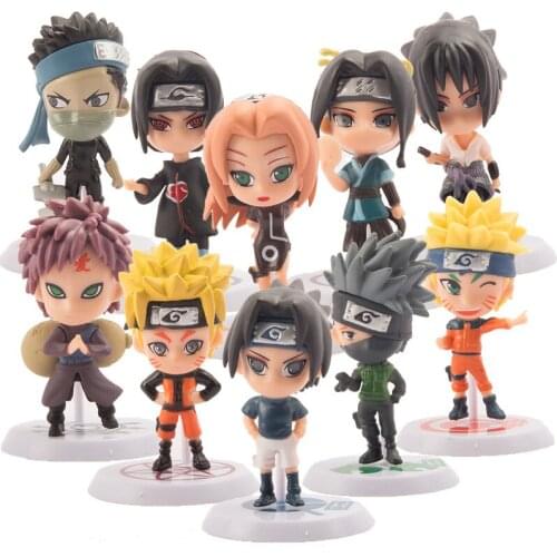 10Pcs/set Naruto figurine anime figure toys sasuke kakashi sakura gaara pvc action figure toys model collection doll gift