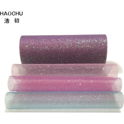 HAOCHU Iridescent Color Crystal Tulle Plum Organza Sheer Gauze Element Baby Girl Tutu Skirt Fabric Wedding Christmas Decoration