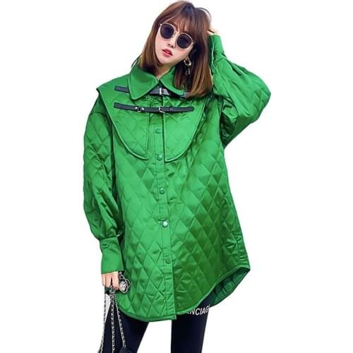 Early Autumn 2021 Thin Cotton Jacket Women Korean Style Harajuku European Goods Long Windbreaker Black Jacket Women Winter Coat