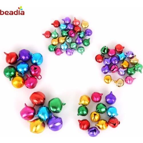 Multi Option 6/8/10/12/14mm 30-200pcs/bag Random Mixed Color Aluminum Jingle Bell For Christmas Decoration Charms Metal Pendant